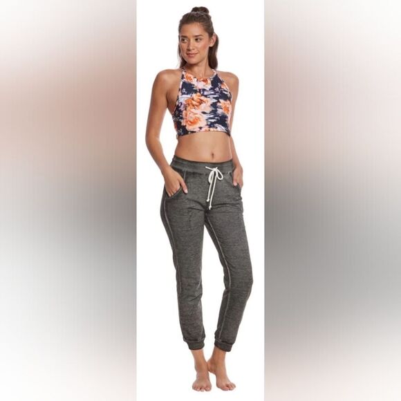 Betsey Johnson Floral High Neck Cross Back Yoga Crop Top - Picture 2 of 10